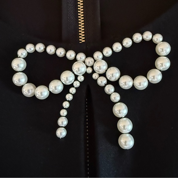 Kate Spade Black Pearl Beaded Bow Fit & Flare Dress Women’s Size XL - Picture 9 of 14